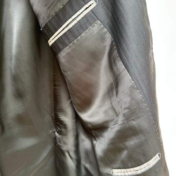 Louis Dell’Olio Men’s Blazer 42R Made in Italy 100% Wool Black Pinstripe - Picture 7 of 8